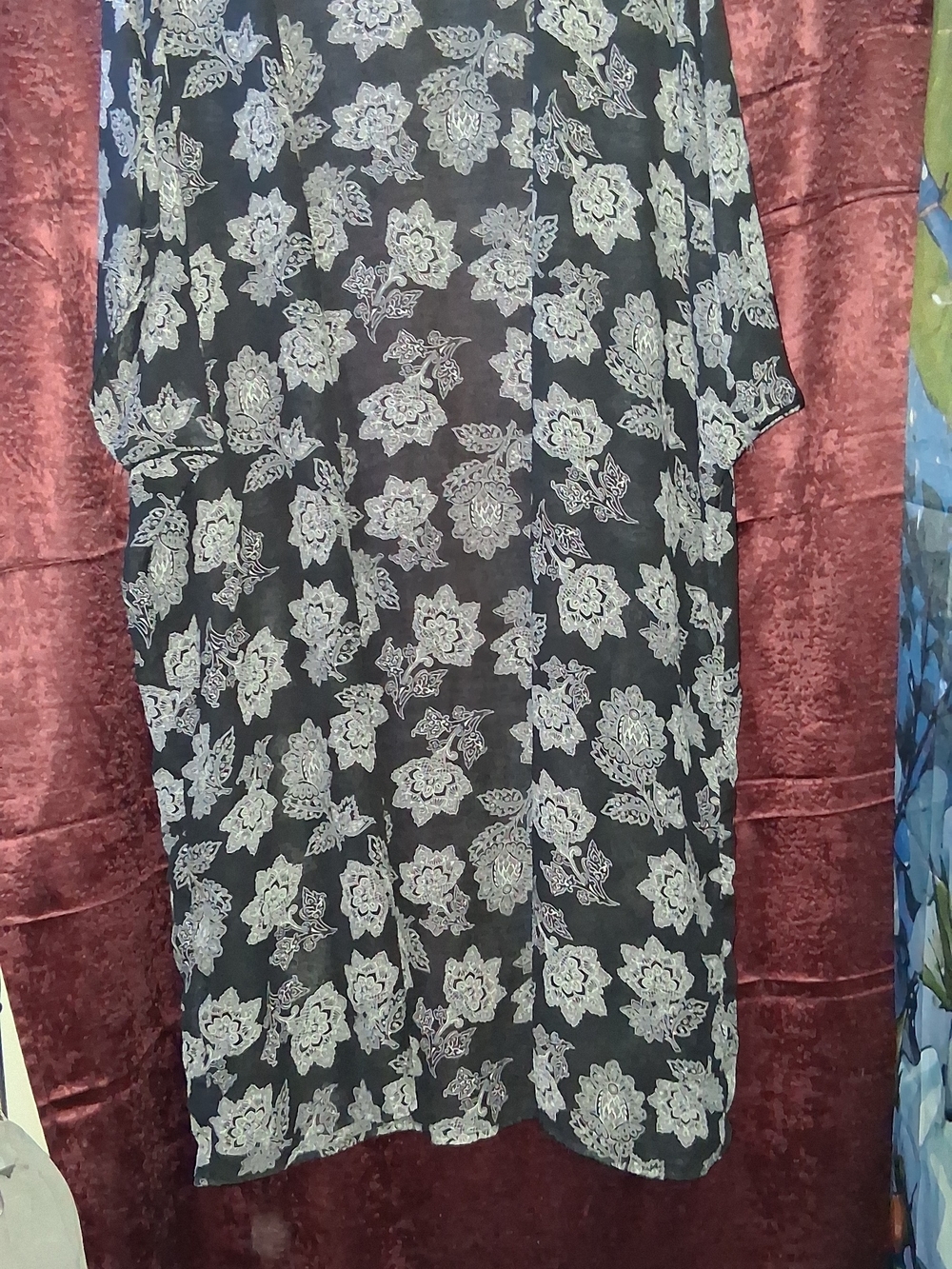 Black Floral Swim Coverup Kaftan
